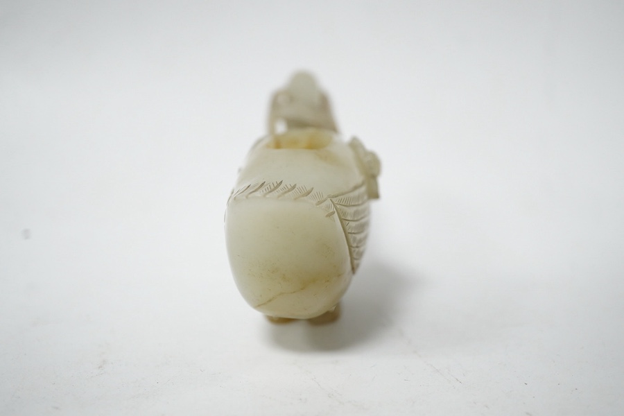 A Chinese pale celadon jade ‘duck’ brushwasher, possibly 17th/18th century